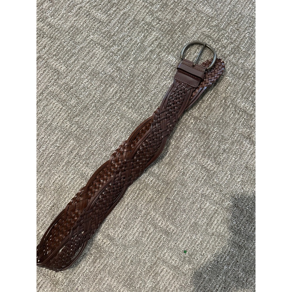 Target Brown Braided Bonded Leather Belt Wide Woven Boho Equestrian L 061060558